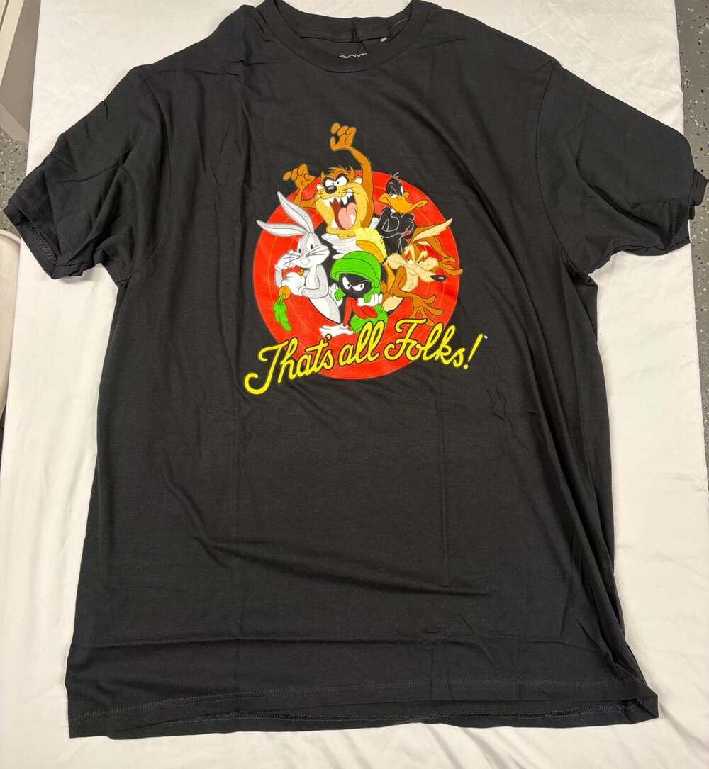 Looney Tunes That's All Folks Graphic T-Shirt Black XL